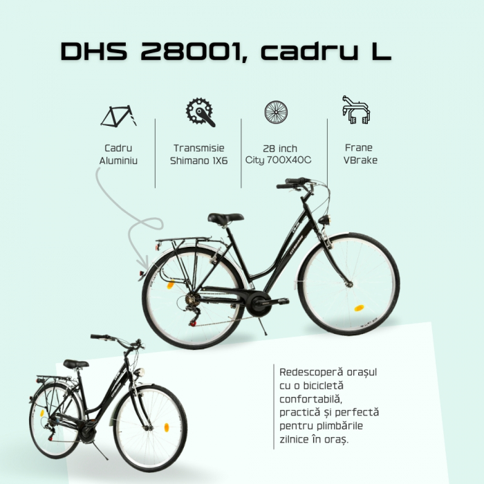 Citybike Dhs City 28001 - 28 Zoll, L, Schwarz [9]