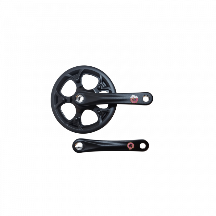 Alloy Crankset 165 mm – Black Sandblast, with Chainguard, “L” + “R” Markings, Stickered [1]