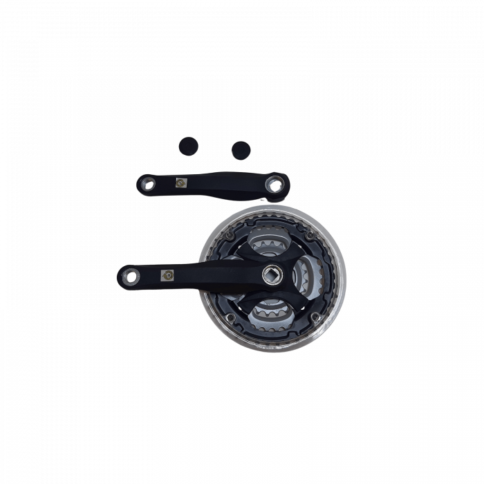 Crankset 24/34/42T, 170 mm, steel arms, with transparent disc, black/silver [1]