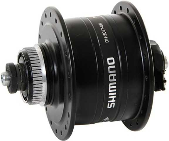 Mozzo anteriore con dinamo Shimano ADH3D37BAL5, 32 fori, sgancio rapido, nero, compatibile con freno a disco CenterLock [1]
