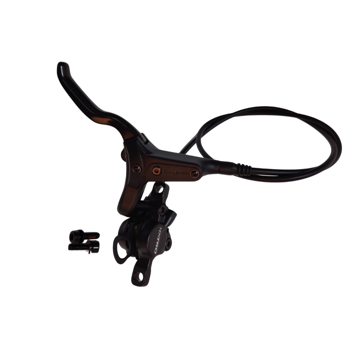 Front Hydraulic Disc Brake Tektro HD-M285, 850mm Hose, 2-Finger Lever, with 160mm Rotor, Black, Post Mount [1]