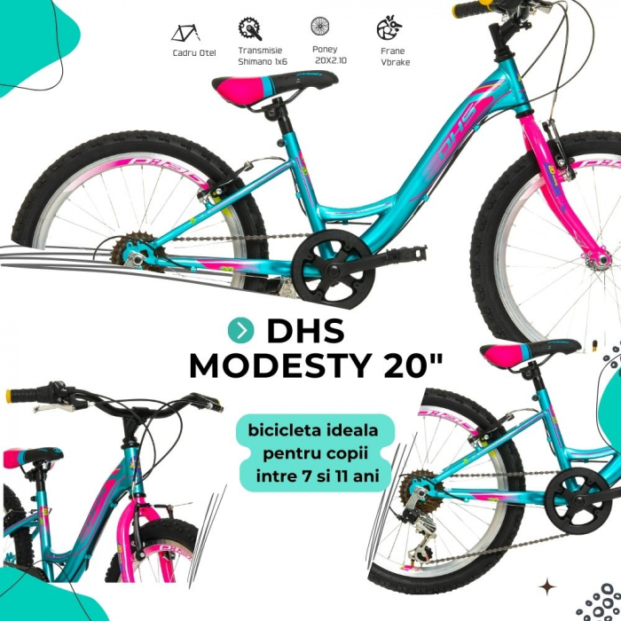 Bicicletta per bambini DHS Modesty - 20 Pollici, Blu [4]