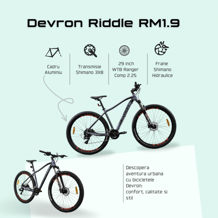 Bicicleta Mtb Devron Riddle 2023 RM1.9 - 29 Inch, M, Gri [7]