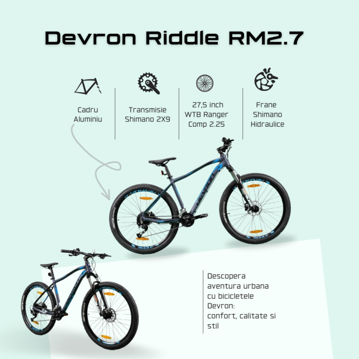Bicicleta Mtb Devron Riddle 2023 RM2.7 - 27.5 Inch, L, Gri [7]