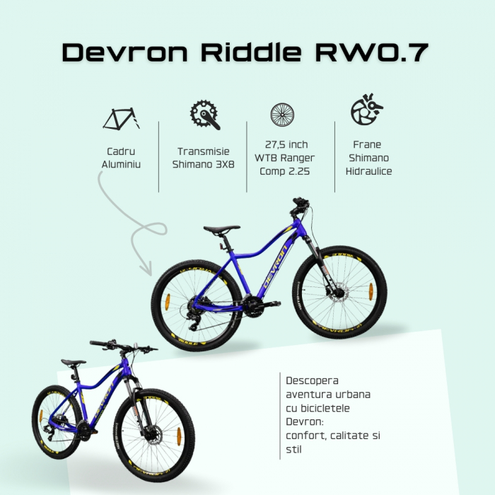 Bicicletta MTB Devron Riddle 2023 RW0.7 - 27.5 Pollici, M, Blu [8]