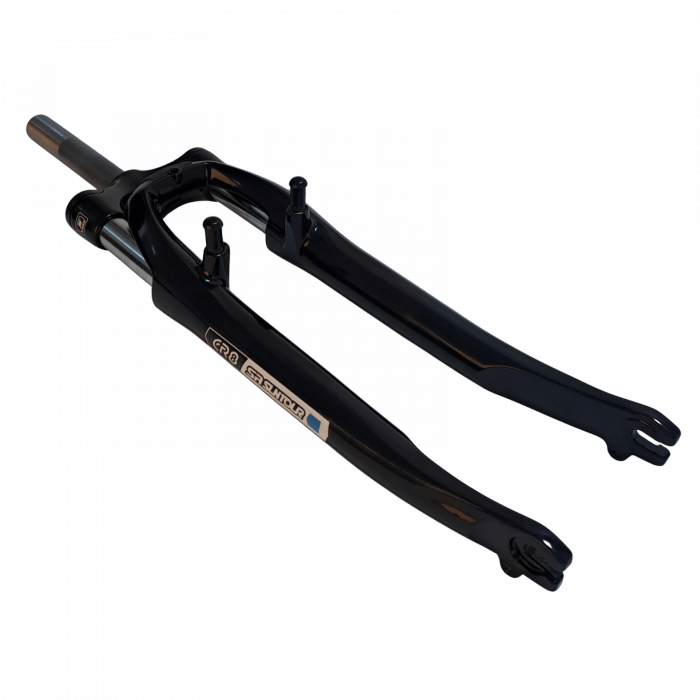 Shiny black YS728 shaft, 1 1/8" x 155 mm, with thread, with M5 pivots, with bridge cap, with SR decal [2]