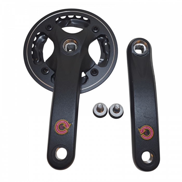 Kurbelgarnitur 152 mm Schwarz mit Kettenschutz – Aluminium [1]