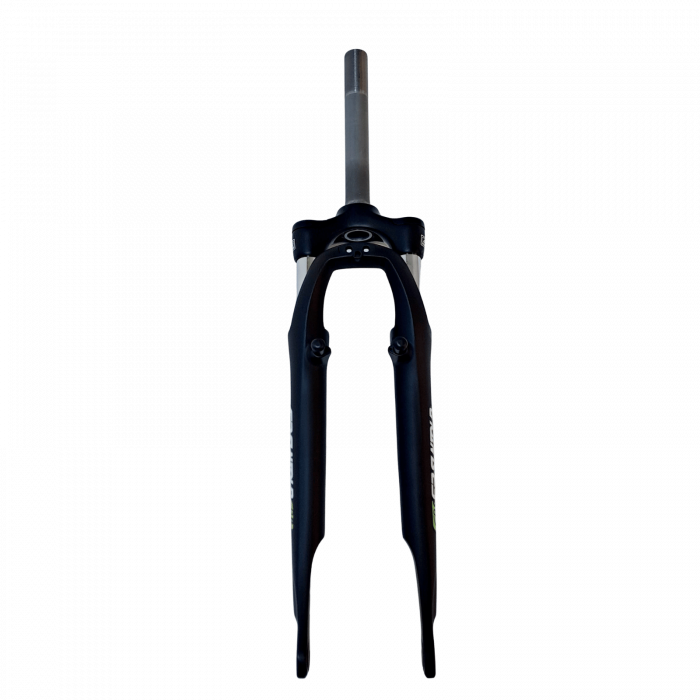 Forcella ammortizzata – YS-727, 1 1/8", stelo filettato 200 mm, nero opaco, con pivot, regolabile, decalcomania verde, attacco M5, senza guida cavo, senza copri-ponte [1]