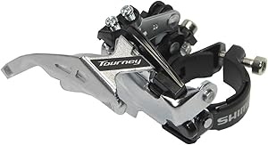 Schimbător față - Schimbător față Shimano TY AFDTY710TSM3, 34,9 mm cu adaptor pentru 31,8 mm, top-swing, tragere dublă, unghi 63–66°, pentru 7/8 viteze