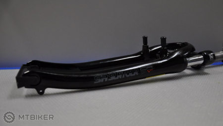 Parti di bicicletta - Forcella completa, nera YS728, altezza: nera, 1 1/8" / 200 mm filettata, con attacchi, senza passacavo, senza supporto M5, con adesivo Suntour, regolabile