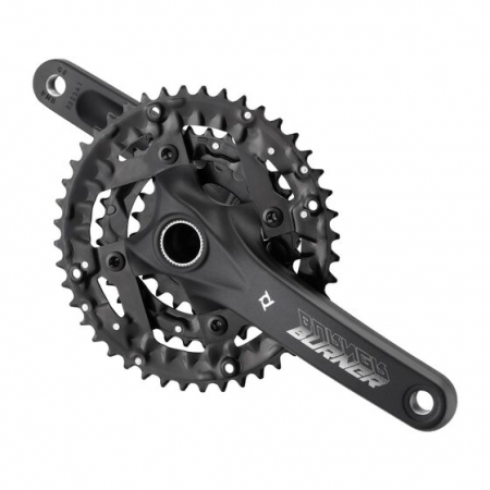 Parti di bicicletta - Guarnitura in alluminio 6061-T6, Spider, 44-32-22T, braccio 175 mm, tutte le corone in acciaio, nero, con grafica standard