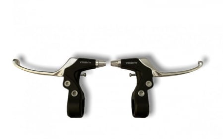 Leve freno - Leva freno HJ-340PDV L/R, 3 dita, destra-sinistra, plastica-lega, nero/argento