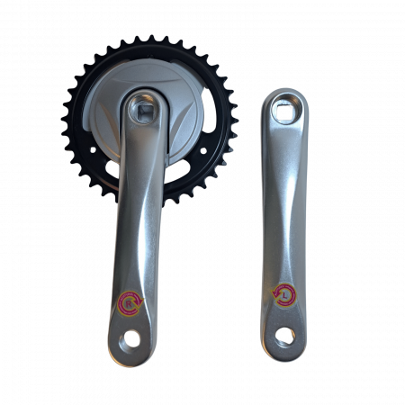 Cranksets - Crankset 170 mm Alloy Silver, Black Steel Sprocket with 92 mm CP Disc, "L" + "R" Sticker