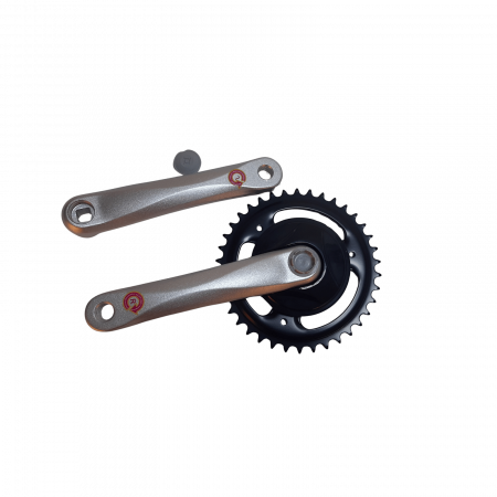 Cranksets - Crank arm 170 mm alloy silver with 92 mm black plastic disc, sticker “L” + “R”