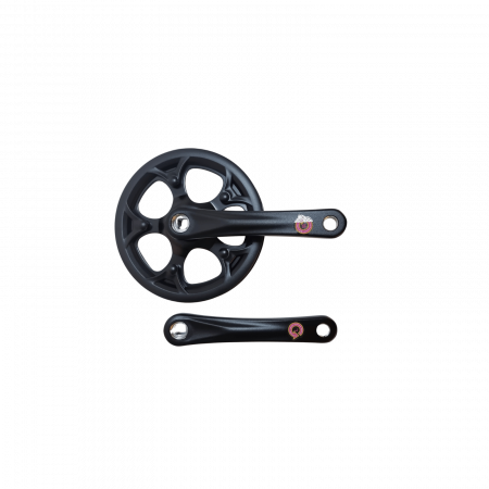 Cranksets - Alloy Crankset 165 mm – Black Sandblast, with Chainguard, “L” + “R” Markings, Stickered