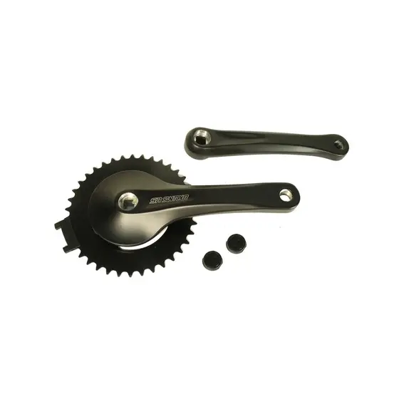 Kurbelgarnituren - Kurbelgarnitur SCX-S38PB, schwarze Aluminiumkurbeln, schwarzes 38T Stahl-Kettenblatt, mit Befestigungsschrauben, 170 mm Kurbelarme