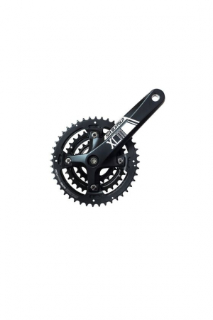 Kurbelgarnituren - Kurbelgarnitur XCM-T414 PBBG, schwarze Aluminiumkurbeln, 175 mm, Stahlkettenblätter in Schwarz 44/32/22 Zähne, mit Befestigungsschrauben