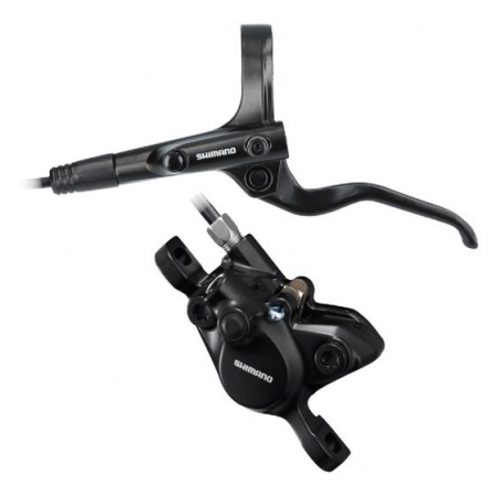 Hydraulische Bremsen - Montiertes Scheibenbremsenset BL-MT201 (links), BR-MT200 (vorn), schwarz, mit Adapter SM-MA-F180P/P2, Harz-Bremsbeläge (ohne Kühlrippen), 800 mm Schlauch (SM-BH59-SS schwarz), Bulk – Shimano