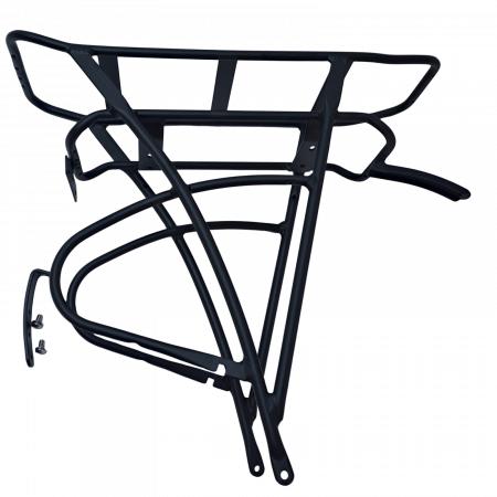 Bicycle accessories - E-Bike Rear Carrier YC-51, Alloy, Black Tubing, Max Load 25 kg, EN Certified, Rear Light Mount 50/80 mm, with Strap, for 26” Wheels