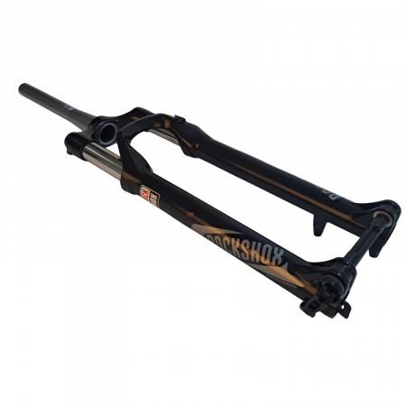 Fahrradteile - Federgabel FS Recon RL FS-RCN-RL-A1, 27.5", Crown Adjust, 15×100 mm Achse, Solo Air, 100 mm Federweg, Schwarz, 42 mm Offset, konischer Schaft, Glanzlackierung