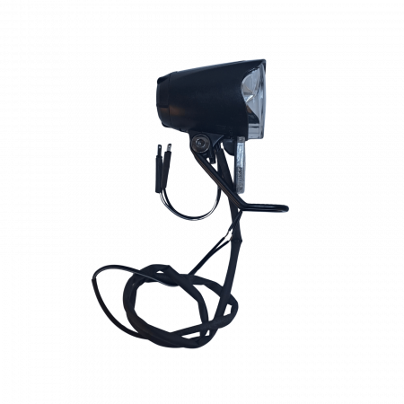 Fahrradzubehör - LED-Frontscheinwerfer 70 Lux, Schwarz, mit Niro-Halter, Licht-/Parksensor, Schalter, Kabel 60 cm + ISO 50 cm, ohne Logo – Jing Yi JY-7070