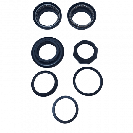 Coperture e componenti serie sterzo - Serie sterzo in acciaio 1 1/8", nera, impermeabile, altezza 35 mm, con guarnizione in gomma incollata