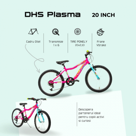Kids Bike DHS Plasma - 20 Inch, Pink [3]