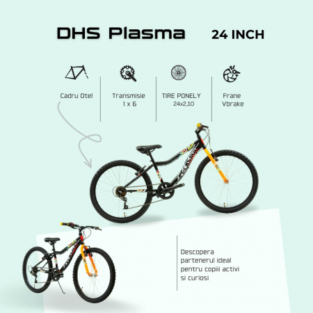 Kinderfahrrad DHS Plasma - 24 Zoll, Schwarz [3]