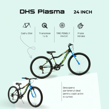 Kinderfahrrad DHS Plasma - 24 Zoll, Schwarz-Blau [3]