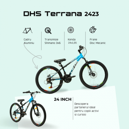 Kinderfahrrad Dhs Terrana 2423 - 24 Zoll, Schwarz/Blau [3]