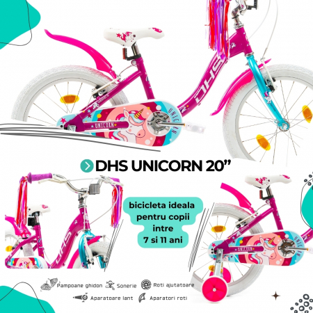 Kids Bike DHS Unicorn - 20 Inch, Blue [3]