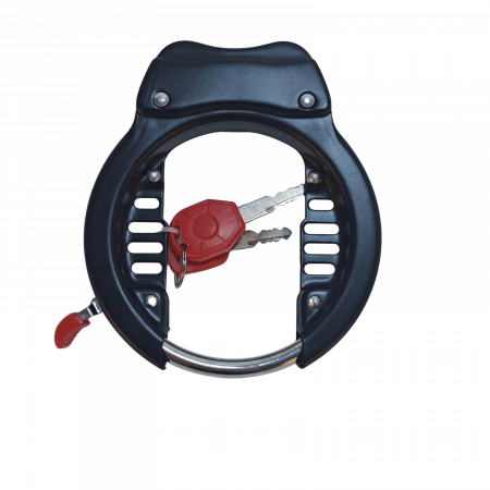 Accessori per bicicletta - Lucchetto ad anello in acciaio 9 mm, con montaggio sul telaio, con 1 chiave standard e 1 chiave LED