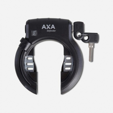 Accessori per bicicletta - Lucchetto Defender / nero / nero lucido / guaina / EAN con cilindro e guaina nero opaco, con pulsante nero – AXA
