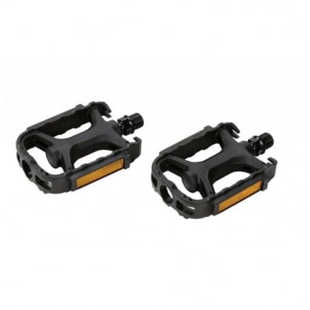 Pedale - MTB-Pedale VP-895, einteiliges Gehäuse aus schwarzem PP, Achse aus Borstahl, Gewinde 9/16", Kugellager, Größe 105x85 mm, Gewicht 280g/Paar, mit Reflektoren