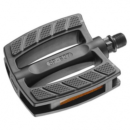 Pedale - Pedale SP-827 PP schwarz, mit BS-Standard, mit grauem TPR-Reflektor, 9/16"-Achse, schwarz – Marwi
