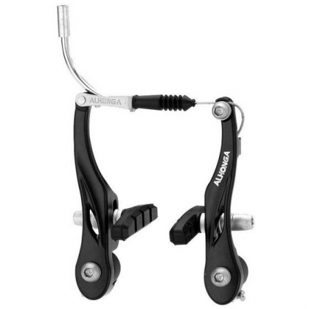 Freni V-Brake - Freno posteriore V-brake HJ-805AD, 110×60 mm, in alluminio nero, tubo guida 135°, rondella spessa all’interno