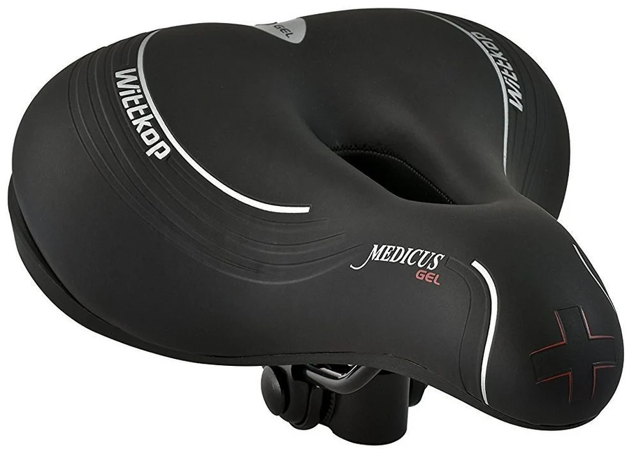 Selle per bicicletta - Sella MEDICUS GRANDE CITTA nera, con gel, binario nero, con morsetto nero