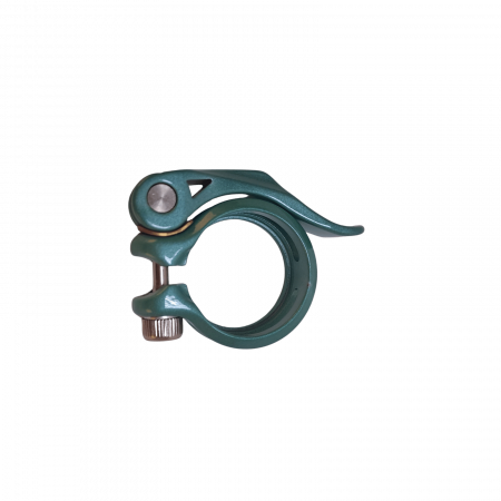 Fahrradteile - Sattelschelle mit Schnellspanner MD-K05, 34,9 mm Durchmesser, Aluminium, Grün, mit Devron