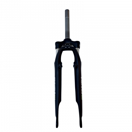 Parti di bicicletta - Forcella ammortizzata – YS-727, 1 1/8", stelo filettato 200 mm, nero opaco, con pivot, regolabile, decalcomania verde, attacco M5, senza guida cavo, senza copri-ponte