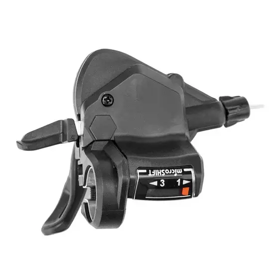 Fahrradteile - Schalthebel TS38-3L, 3-Gang, für linke Seite, 1700 mm Kabel, Kunststoff, schwarz