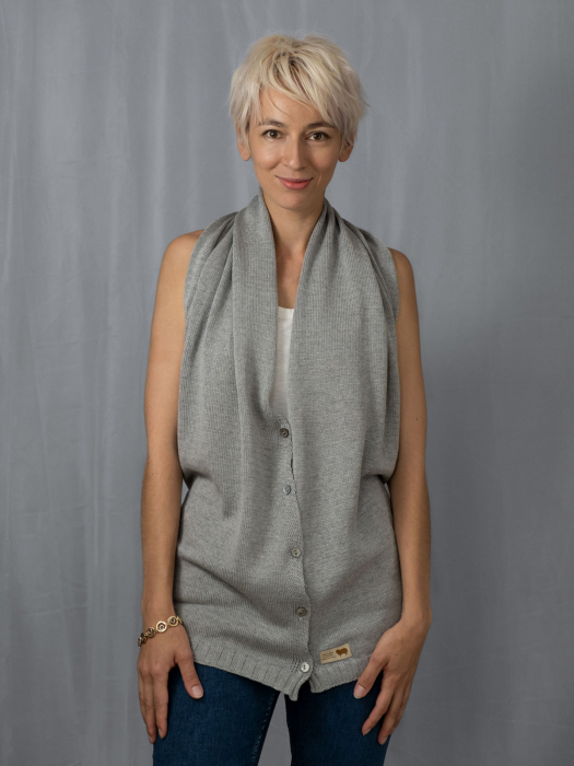 Accesoriu multifunctional The Pelerine, 100% lana oaie - gri deschis [3]