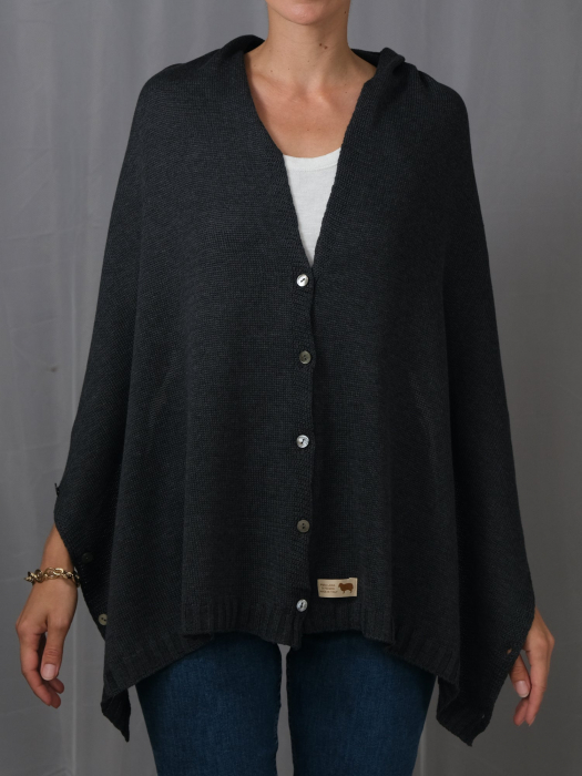 Accesoriu multifunctional The Pelerine, 100% lana oaie - gri inchis [3]
