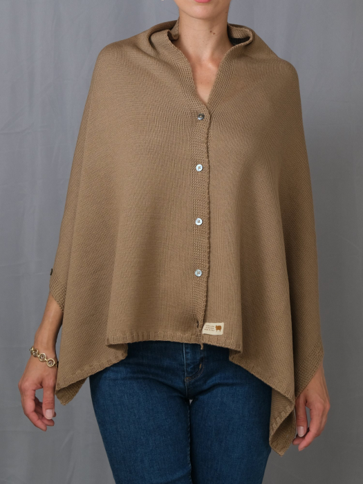 Accesoriu multifunctional The Pelerine, 100% lana oaie - maro deschis [4]