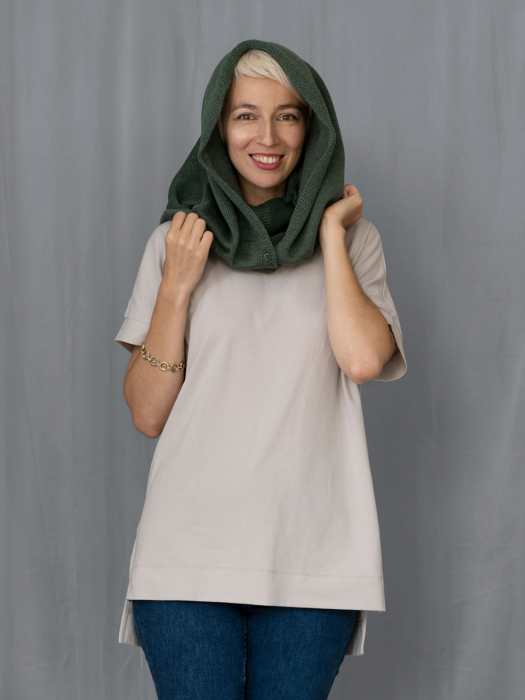 Accesoriu multifunctional The Pelerine, 100% lana oaie - verde salvie [5]