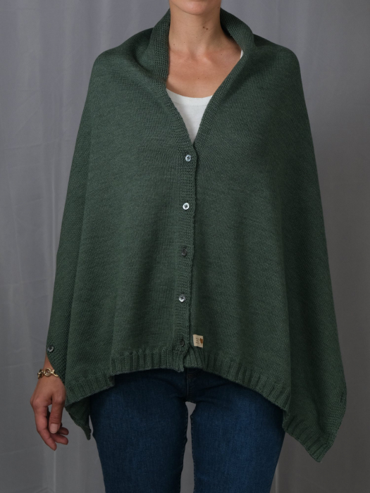 Accesoriu multifunctional The Pelerine, 100% lana oaie - verde salvie [3]