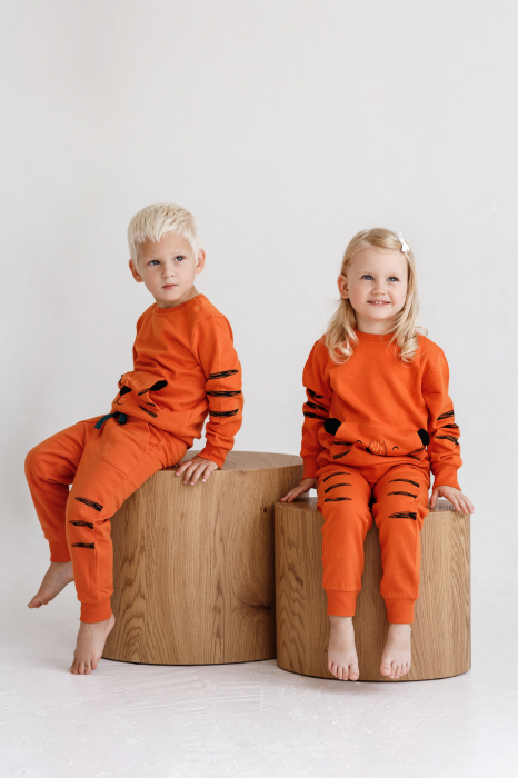 Pantaloni Tiger portocalii din bumbac [6]