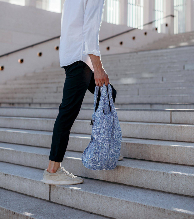 Sacosa-rucsac Notabag Hello World, Alb / Albastru [4]