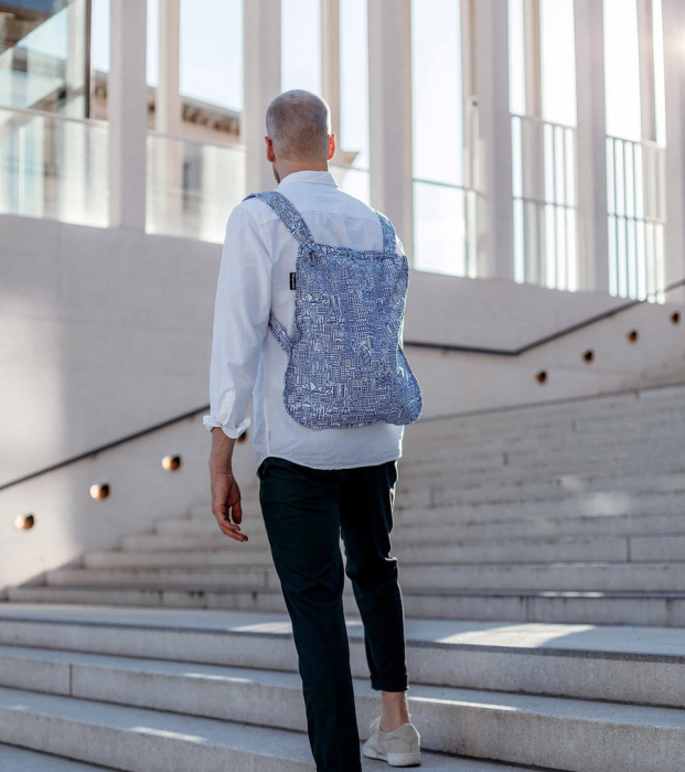 Sacosa-rucsac Notabag Hello World, Alb / Albastru [5]