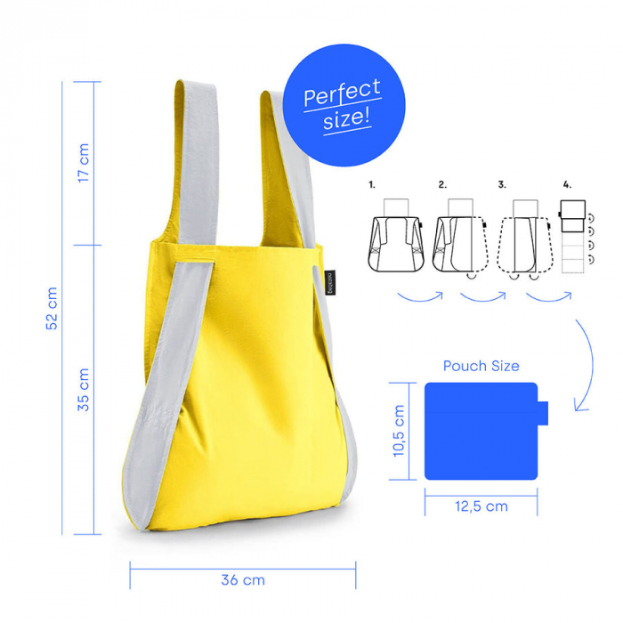 Sacosa-rucsac mini Notabag, material reflectorizant, Galben [4]