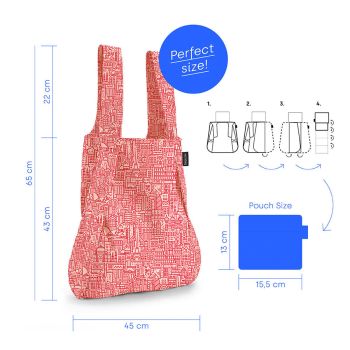 Sacosa-rucsac Notabag Hello World, Roz / Rosu [5]